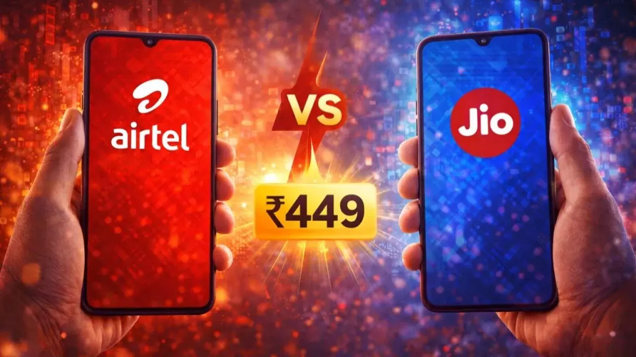 Airtel vs Jio 449 plan : జియో గుండెల్లో రైళ్లు..ఎయిర్టెల్ అరాచకమైన ఆఫర్..ఒకే రేటుకు ఎక్స్ట్రా డేటా Airtel vs Jio 449 plan : జియో గుండెల్లో రైళ్లు..ఎయిర్టెల్ అరాచకమైన ఆఫర్..ఒకే రేటుకు ఎక్స్ట్రా డేటా