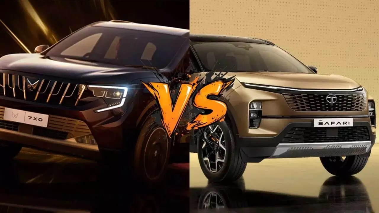 Mahindra Vs Tata : మహీంద్రా వర్సెస్ టాటా..అసలైన కురుక్షేత్రం షురూ..XUV 7XO ముందు సఫారీ నిలుస్తుందా? Mahindra Vs Tata : మహీంద్రా వర్సెస్ టాటా..అసలైన కురుక్షేత్రం షురూ..XUV 7XO ముందు సఫారీ నిలుస్తుందా?