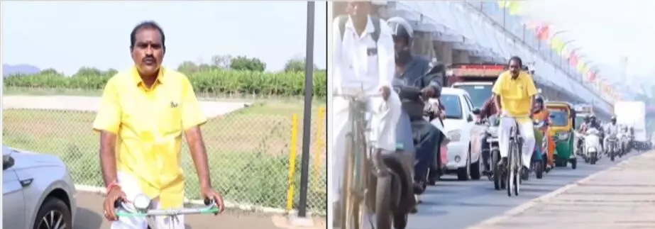 Minister Nimmala Rama Naidu: కాన్వాయ్ను పక్కన పెట్టి సైకిల్పై 10 కి.మీ ప్రయాణించిన మంత్రి నిమ్మల రామానాయుడు Minister Nimmala Rama Naidu: కాన్వాయ్ను పక్కన పెట్టి సైకిల్పై 10 కి.మీ ప్రయాణించిన మంత్రి నిమ్మల రామానాయుడు
