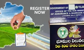 New Market Values Effective from Today: నేటి నుంచి కొత్త మార్కెట్ విలువలు: వ్యవసాయ భూముల ధరలకు 50-100% పెంపు, ఎకరాకు రూ.2.75 లక్షల నుంచి రూ.35 కోట్ల వరకు విలువలు New Market Values Effective from Today: నేటి నుంచి కొత్త మార్కెట్ విలువలు: వ్యవసాయ భూముల ధరలకు 50-100% పెంపు, ఎకరాకు రూ.2.75 లక్షల నుంచి రూ.35 కోట్ల వరకు విలువలు