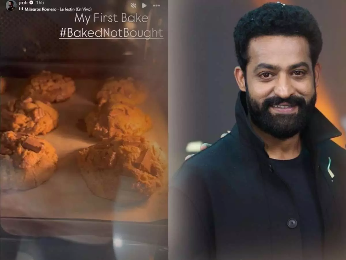 NTR Tries Baking Cookies: ఫస్ట్ టైమ్ కుకీస్ బేక్ చేసిన ఎన్టీఆర్.. సోషల్ మీడియాలో వీడియో వైరల్! NTR Tries Baking Cookies: ఫస్ట్ టైమ్ కుకీస్ బేక్ చేసిన ఎన్టీఆర్.. సోషల్ మీడియాలో వీడియో వైరల్!