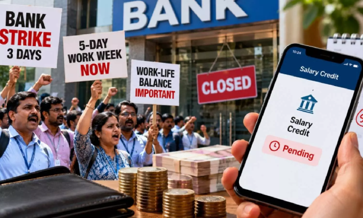 Bank Strike: సామాన్యులకు భారీ ఊరట.. మూడు రోజుల బ్యాంకుల సమ్మె వాయిదా Bank Strike: సామాన్యులకు భారీ ఊరట.. మూడు రోజుల బ్యాంకుల సమ్మె వాయిదా