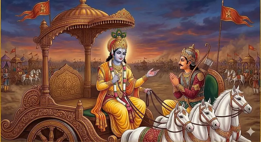 Lord Krishna: యుద్ధానికి వెనుకడుగు వేసిన అర్జునుడు.. శ్రీకృష్ణుడు ఏం చెప్పాడు? Lord Krishna: యుద్ధానికి వెనుకడుగు వేసిన అర్జునుడు.. శ్రీకృష్ణుడు ఏం చెప్పాడు?